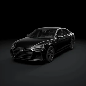 Sleek and Bold: Black Audi Sedan on Dark Surface