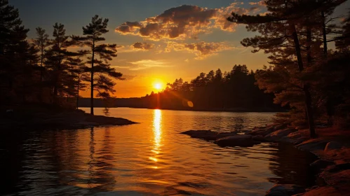 Tranquil Sunset Over Lake - Natural Beauty Captured