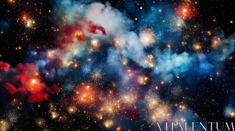 AI ART Space Fireworks Display - Celestial Festivity