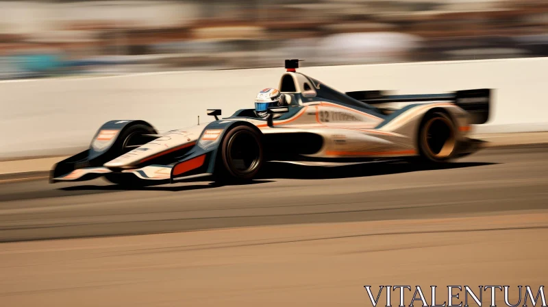 Speeding Race Car Driver in Dallara DW12 on Track AI Image