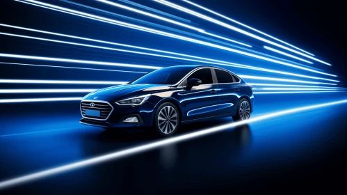 Elegant Hyundai Accord Car Driving on Highway - Realistic Depiction of Light