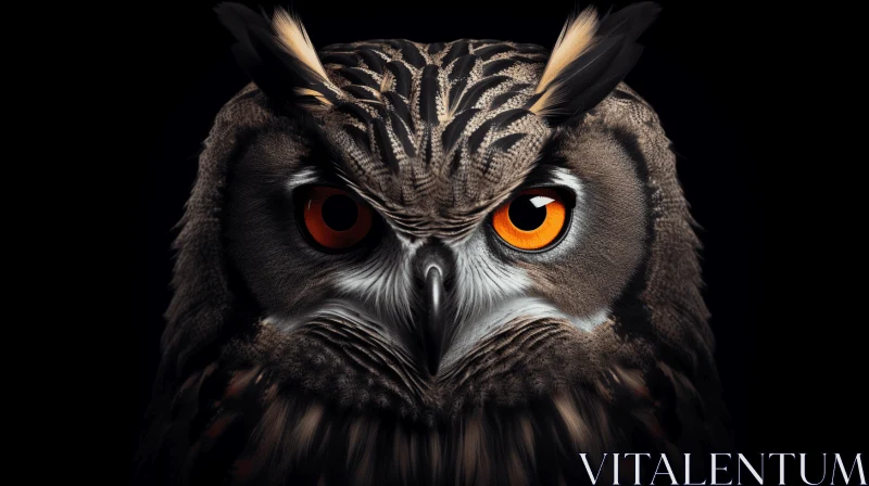 Captivating Photorealistic Owl Portrait in Chiaroscuro Style AI Image