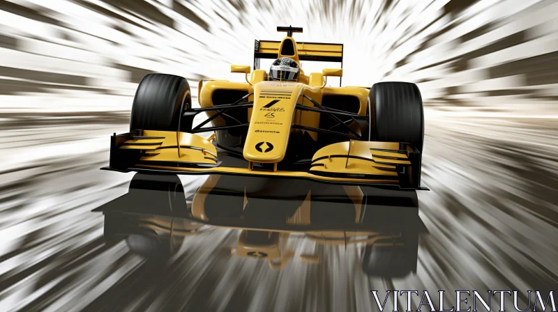 Speed and Power: Yellow Formula 1 Race Car in Motion AI Image