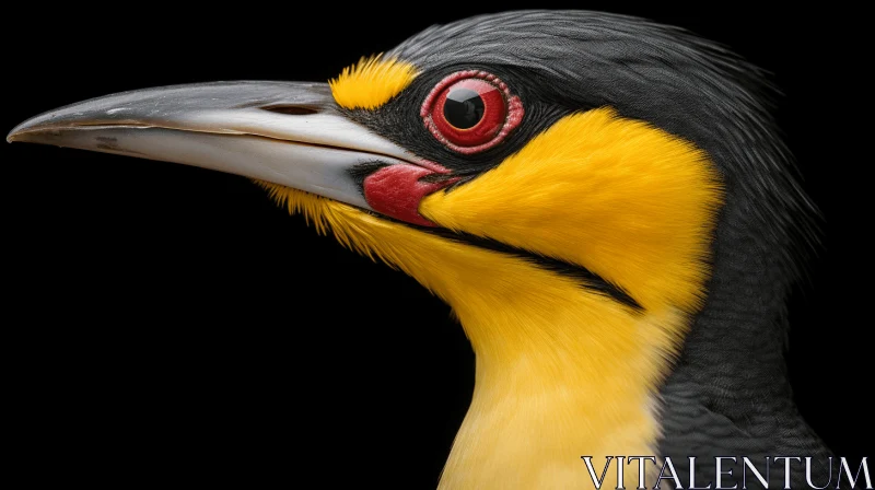 Black and Yellow Bird Portrait: An Artistic Blend of Colors and Realist Detail AI Image