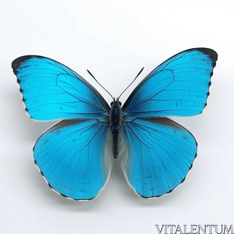Detailed Blue Butterfly on White Background AI Image