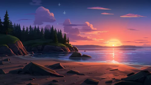 Tranquil Beach Sunset Scene