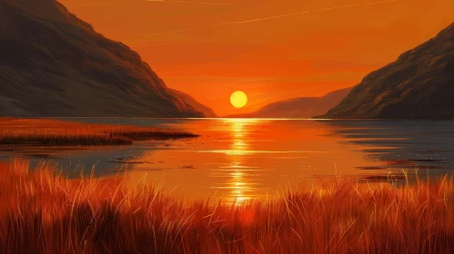 Tranquil Sunset Landscape Painting