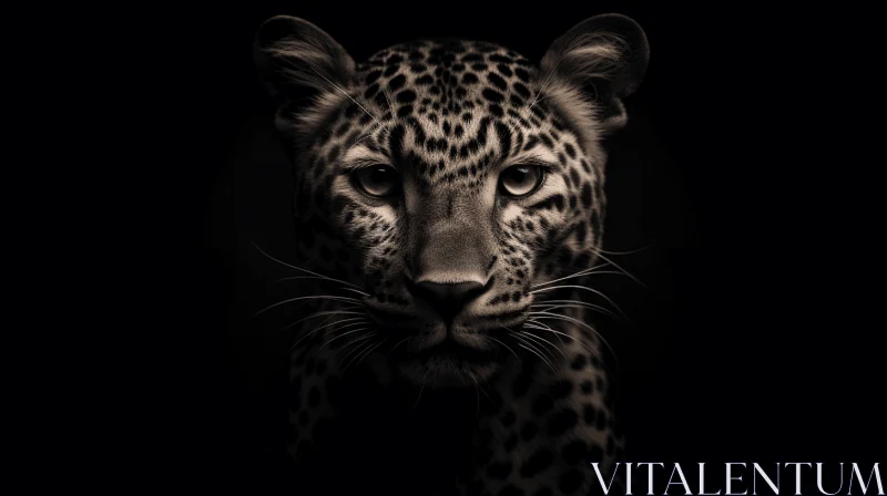 Leopard Portrait in Solarization Effect on Black Background AI Image