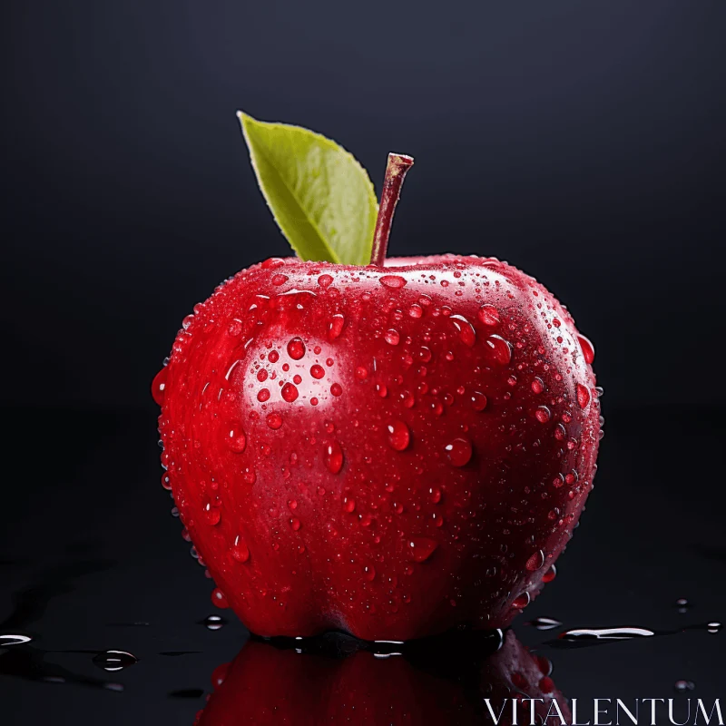 Red Apple with Water Droplets - Creative and Vibrant Food Photography AI Image