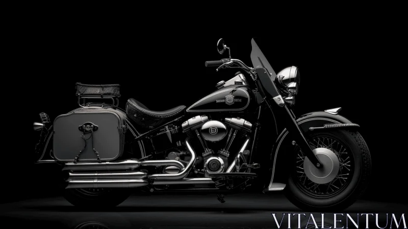 Black Motorcycle on Dark Background: Bold American Iconography AI Image