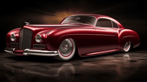 Dark Red Classic Car with Silver Wheels - Realistic and Hyper-Detailed Rendering