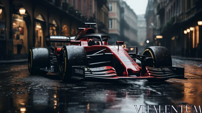 Formula 1 Race Car on City Street AI Image