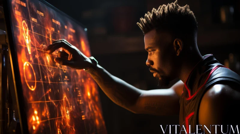 AI ART Futuristic African-American Man with Computer Screen