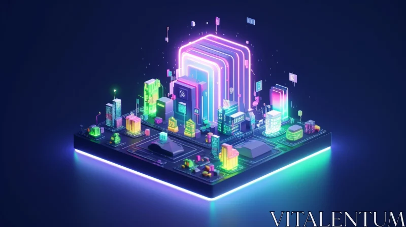 AI ART Futuristic Smart City 3D Illustration