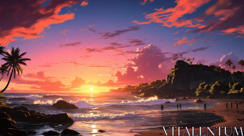 AI ART Serene Sunset Over Ocean - Nature Beauty