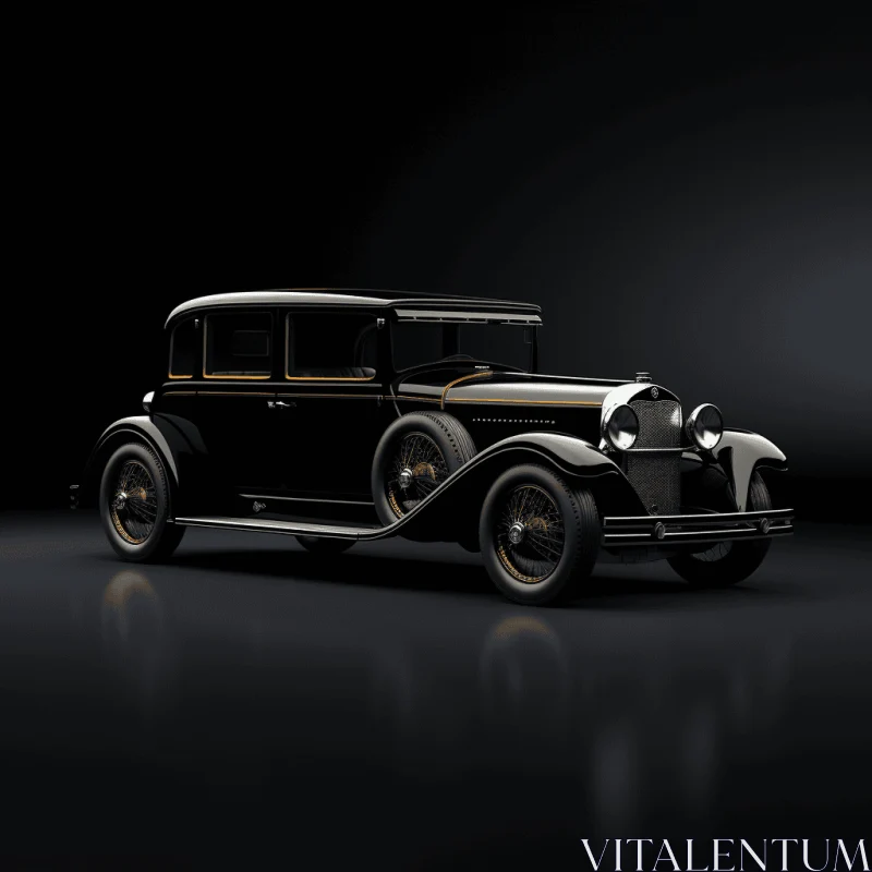 Vintage Black Car in Photorealistic Renderings - Viennese Secession Style AI Image