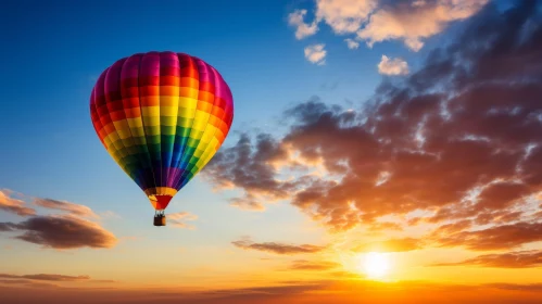 Colorful Hot Air Balloon Flight at Sunset