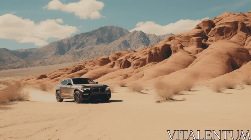 Opulent SUV Driving in Front of Majestic Mountains | Cinema4D Masterpiece AI Image