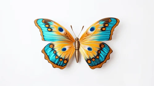 Golden Blue Metal Butterfly: A Blend of Realism and Artistic Installation
