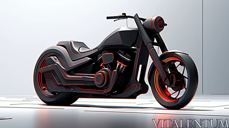 Retro Motorcycle with Red and Black Parts | Neon Realism Art AI Image