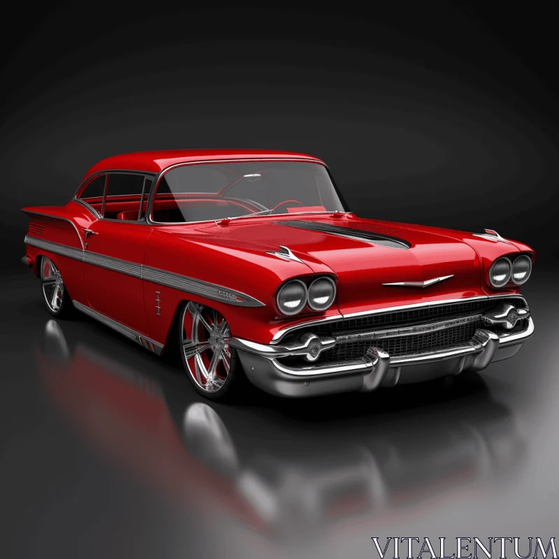 AI ART Vintage Red Chevrolet Classic Car Model - Realistic Hyper-Detailed Rendering