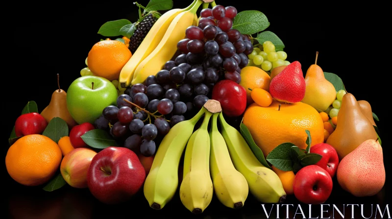Exquisite Arrangement of Vibrant Fruits on a Black Background AI Image