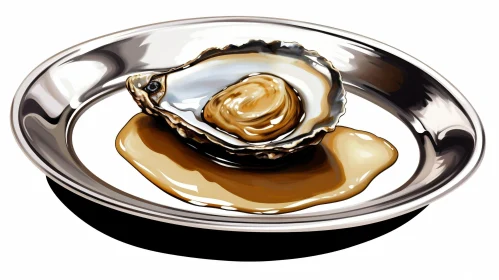 Exquisite Single Oyster on Silver Plate