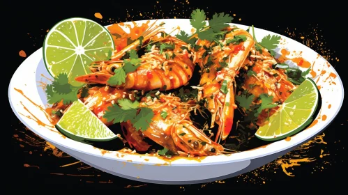 Delicious Cooked Shrimp with Lime and Cilantro