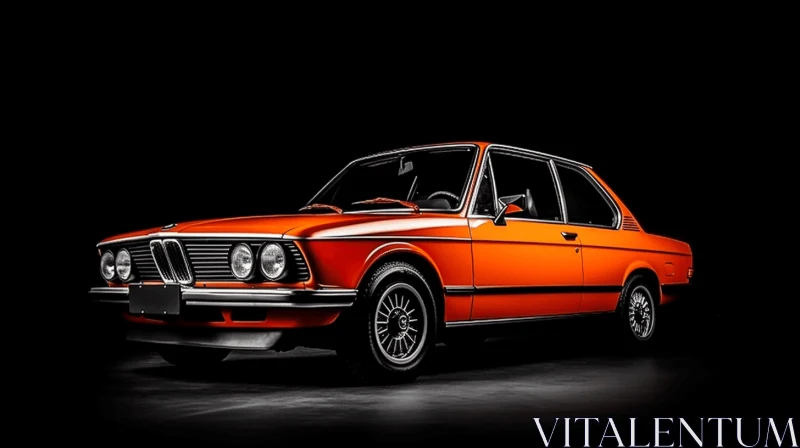 Orange BMW Car on Dark Background: Danish Golden Age Aesthetics AI Image
