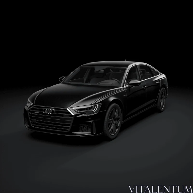 Sleek and Bold: Black Audi Sedan on Dark Surface AI Image