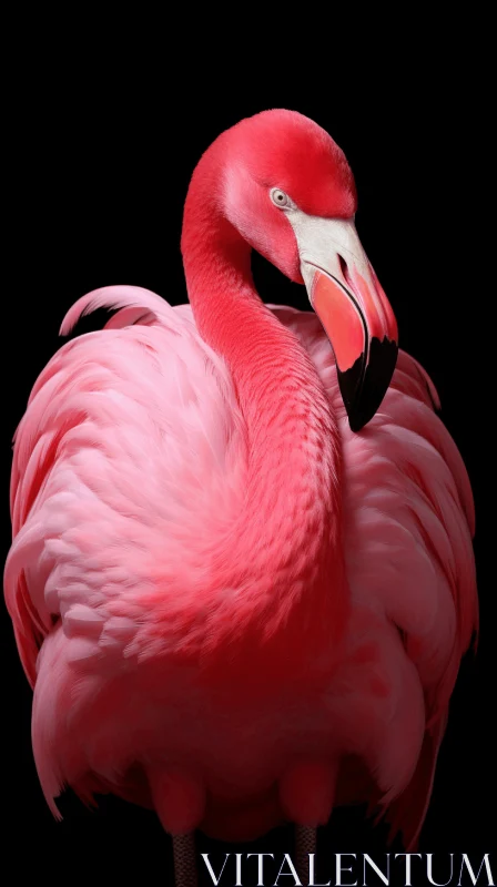 Detailed Photorealistic Portrait of a Flamingo Against a Black Background AI Image