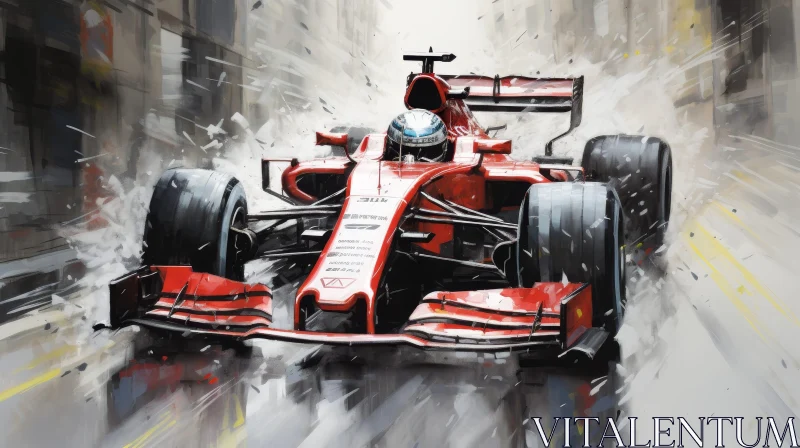 Fast-paced Formula 1 Racing in Urban Setting AI Image