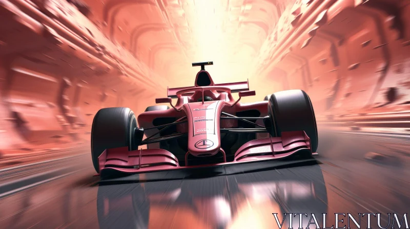 Red Formula 1 Race Car in Tunnel Motion AI Image