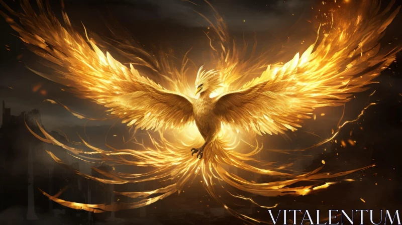 AI ART Golden Phoenix Rising - Symbol of Renewal and Transformation