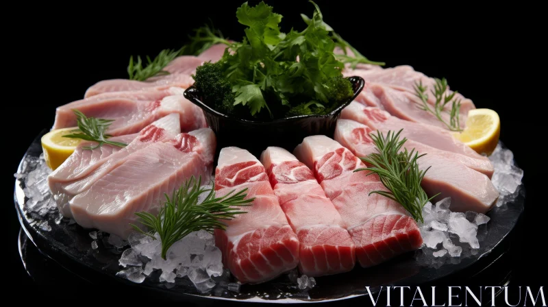 AI ART Fresh Tuna Steaks on Ice - Culinary Delight