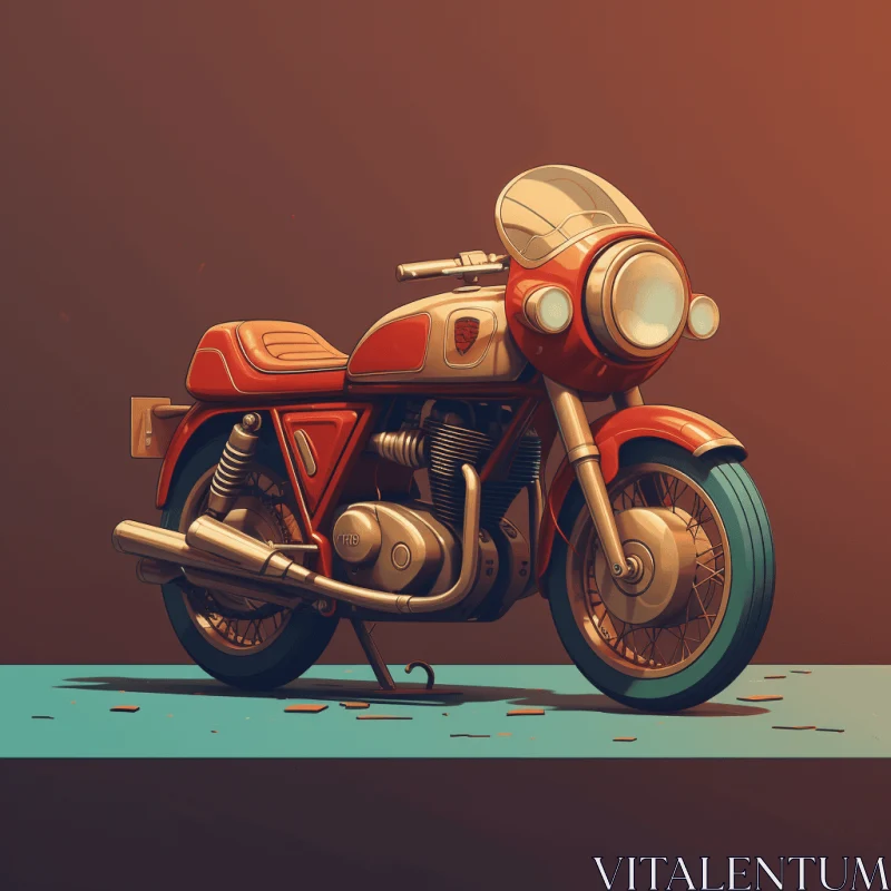Orange Motorcycle Illustration | Vintage Style Artwork AI Image