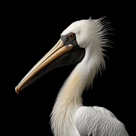 Pelican Portrait Against Black Background: A Study in Realism