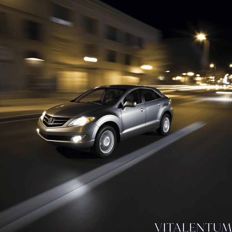 Sleek Gray Mazda CX9 Speeding Through the Night | Street Photography AI Image