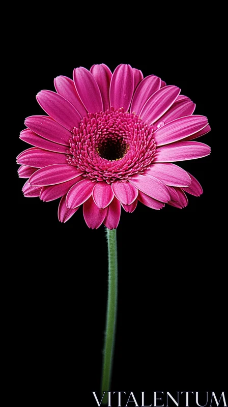 Captivating Pink Flower on Black Background – A Study in Contrast AI Image