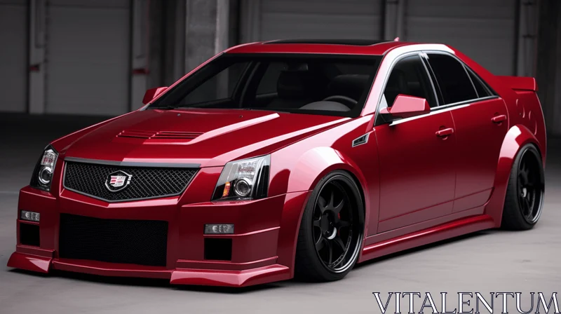 Captivating Red Cadillac CTS V: Auto Body Works Style AI Image
