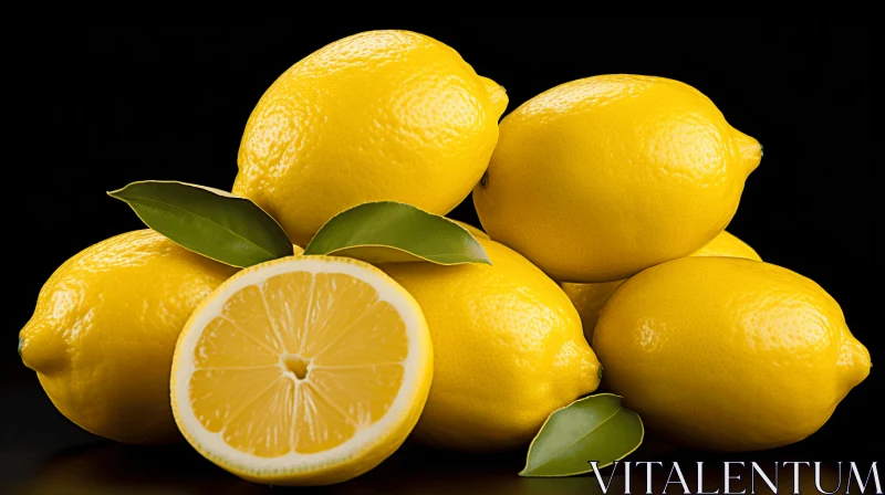 Captivating Still Life: Lemons on Black Background AI Image