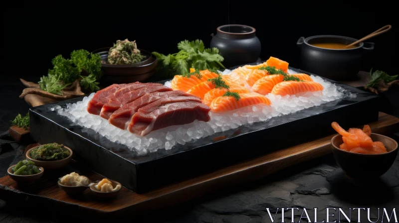 AI ART Fresh Seafood Plate with Salmon and Tuna
