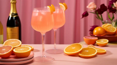 Refreshing Orange Cocktail on Pink Background