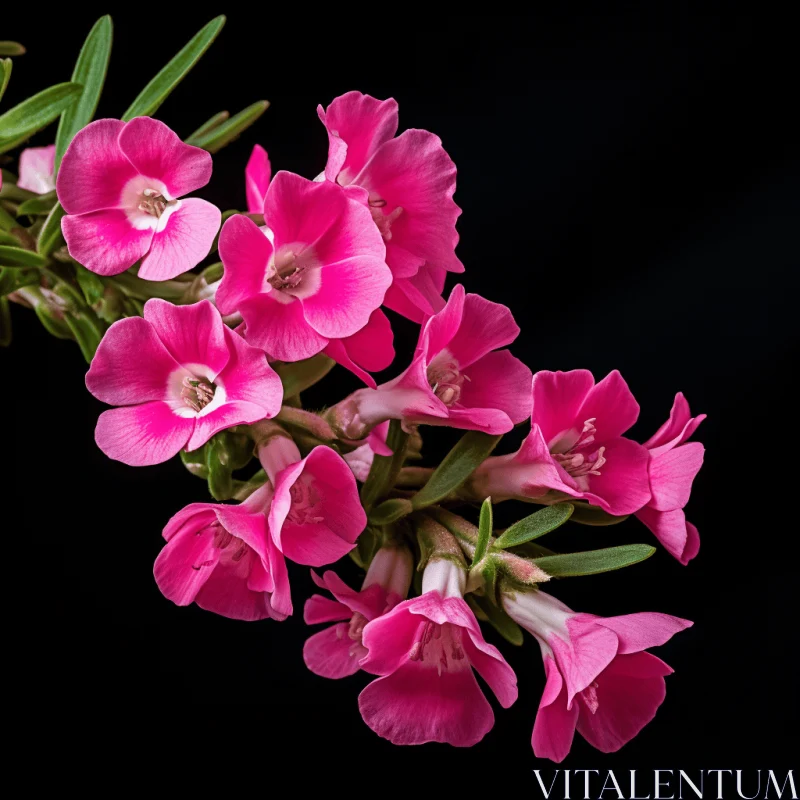 Transcendent Beauty of Pink Flowers on Black Background AI Image