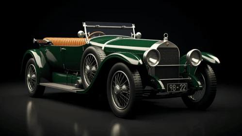 Vintage Bugatti Green Car on Black Background | Home Wallpapers