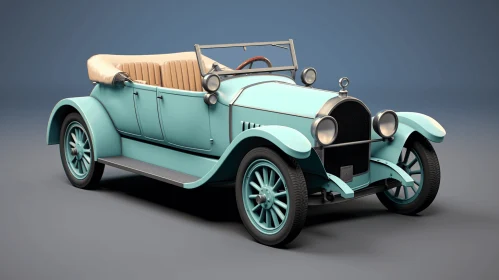 Vintage Car Model in 3D: Exquisite Craftsmanship in Light Cyan and Dark Amber