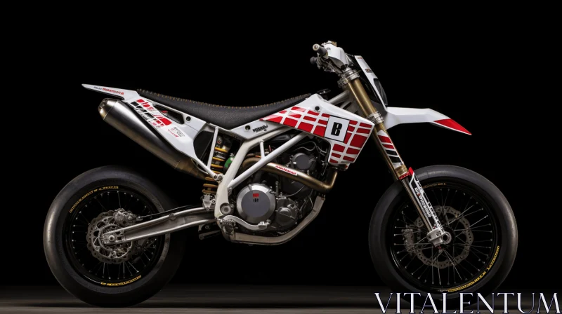 White Dirt Bike on Black Background | Intricate Patterns and Meticulous Design