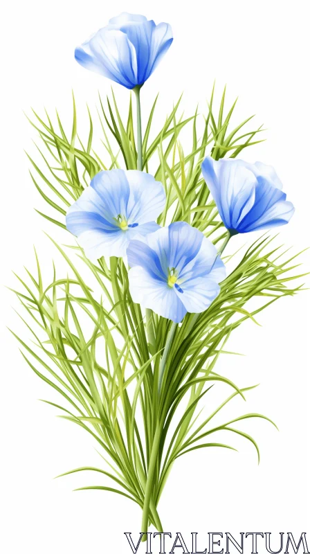Flowering Blue Poppy: An Artistic Illustration AI Image