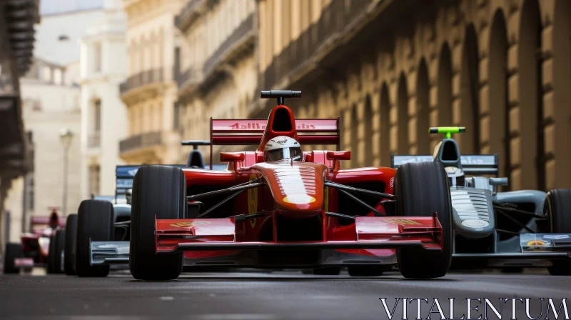 Exciting Formula 1 Race Car Driver on City Street AI Image
