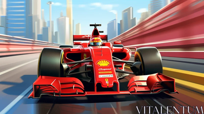 Exciting Formula 1 Racing in City Street Circuit AI Image